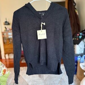 NWT Marbled hooded sweatshirt / XS / black